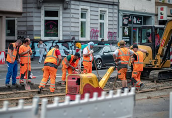 Laborers working on a railroad